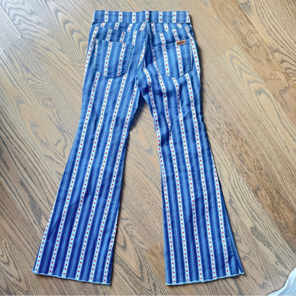 rock & roll denim bargain button striped girl flare jeans size 12 - Picture 2 of 5